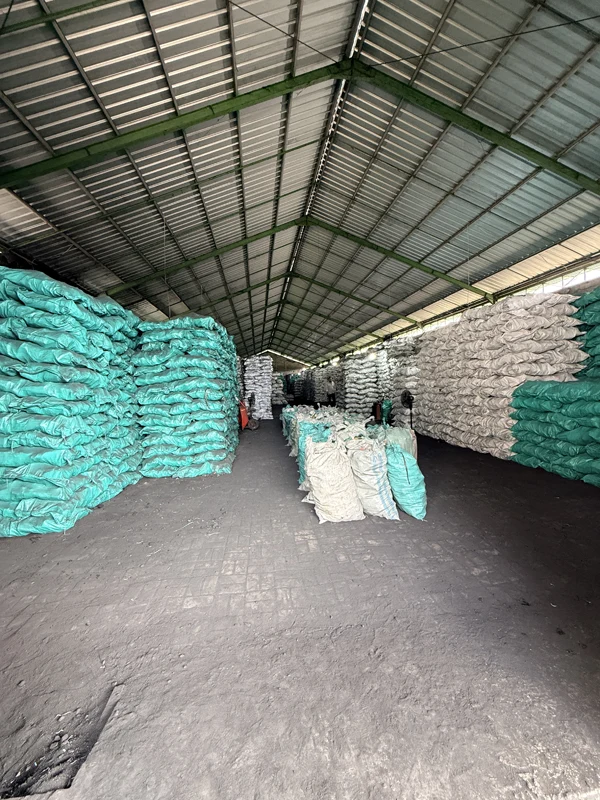 Warehouse interior with charcoal stock
